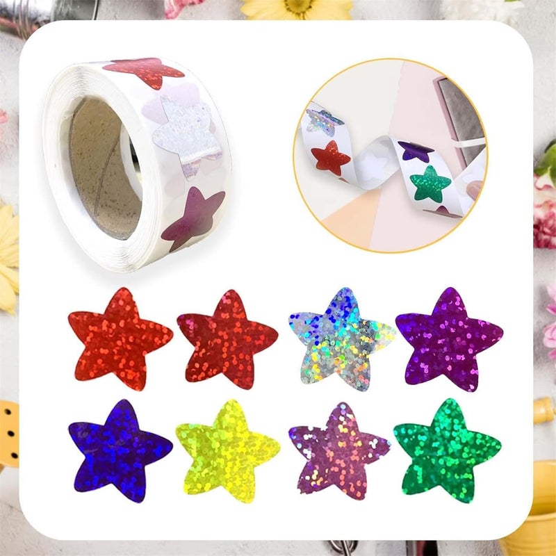 Bukela 500 Pcs Small Star Stickers, 1 inch/2.54cm Self Adhesive Stickers for Reward Charts, Foil ncentive Stickers Sparkly Star Stickers for Kids Teachers School Office (8 Colors) - Image 4